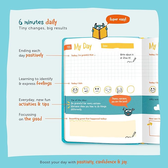 6-Minute Kids Diary – Journal for Kids 6-12 to Develop a Happy Self Mindfulness and Positive Habits – Kids Gratitude Journal for Girls & Boys