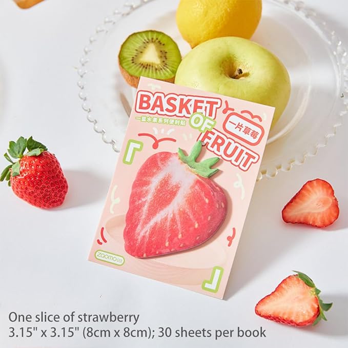 6 Pads Fruit Cute Reusable Funny to Do List Stick Note Strawberry Kiwi Orange Lychee Apple Pineapple Note