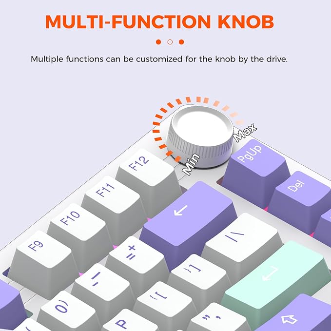 DAREU EK75PRO Wireless Gaming Keyboard,75% RGB Hot-Swappable Creamy Mechanical Keyboard with Knob, 2.4Ghz/BT5.1/USB-C Connectivity, 81 Keys Gasket Mount, PBT Keycaps&Linear Switch for Win/MAC