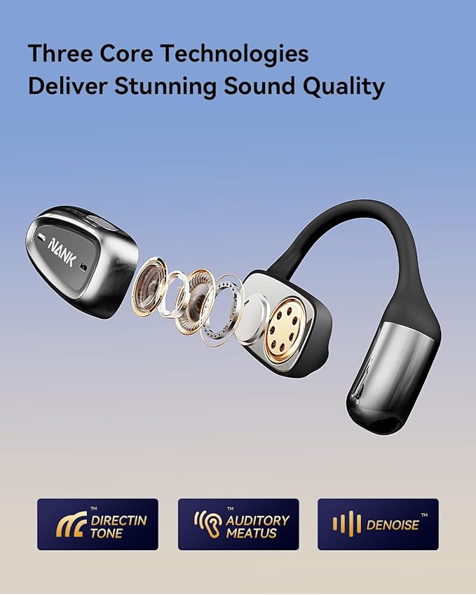 NANK OE Mix Open-Ear Headphones, Bluetooth 5.4 Wireless Sports Headphones with Earhooks, 18Hrs Sports Earbuds with Charging Case for Running, Cycling, Walking, Workout