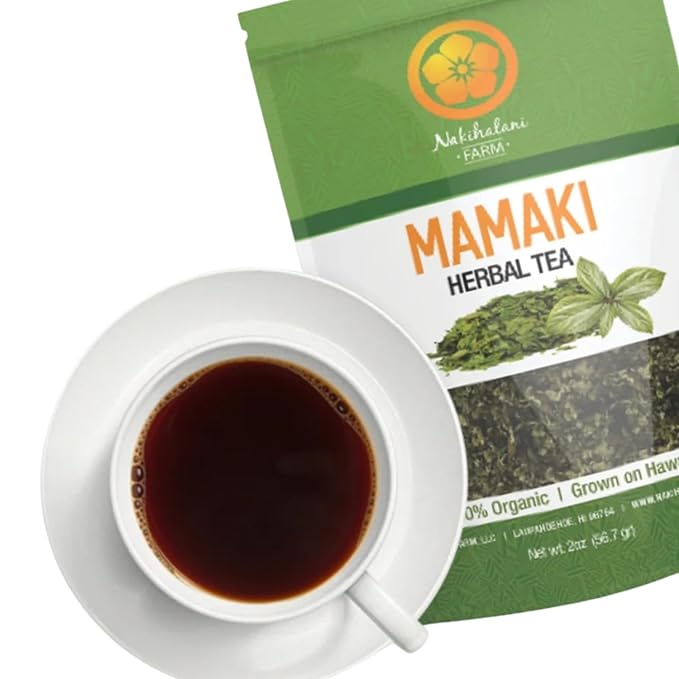 Nakihalani Farm Organically Grown Hawaiian Mamaki Tea (2oz) - Caffeine-Free Herbal Tea - Antioxidant-Rich, Supports Digestion, Promotes Relaxation