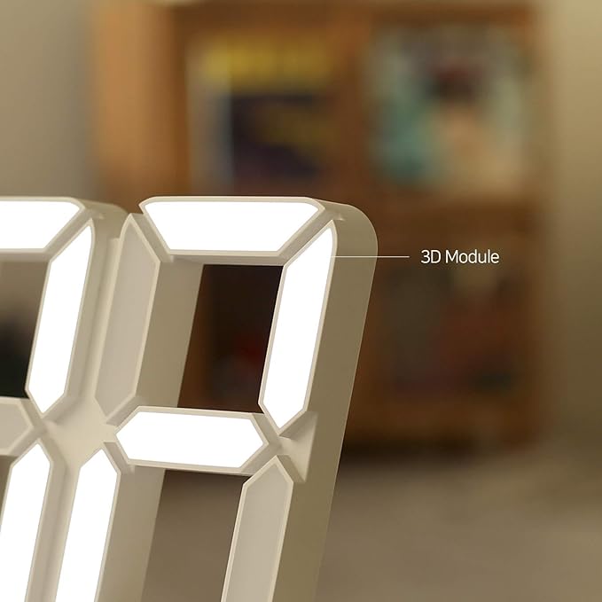 mooas 3D Pure Slim M LED Clock, Multi-Function LED Digital Clock (Calendar, Alarm, Temperature) (11.8" Slim M White Wall Clock with Remote Control)