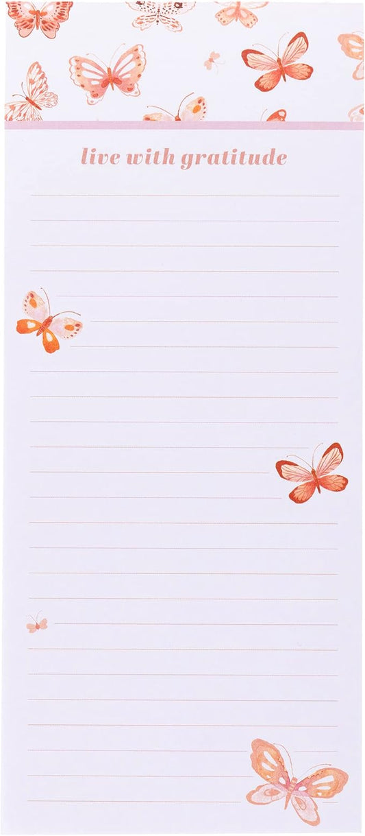Graphique Butterfly Magnetic Notepad | 100 Tear-Away Sheets | Grocery, Shopping, To-Do List | Magnetic Writing Pad for Fridge, Kitchen, Office | Lined Paper | Great Gift | 4” x 9.25”