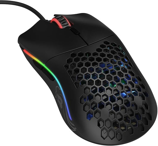 Glorious Model O- (Minus) Compact Wired Gaming Mouse - 58g Superlight Honeycomb Design, RGB, Pixart 3360 Sensor, Ambidextrous, Omron Switches - Matte Black