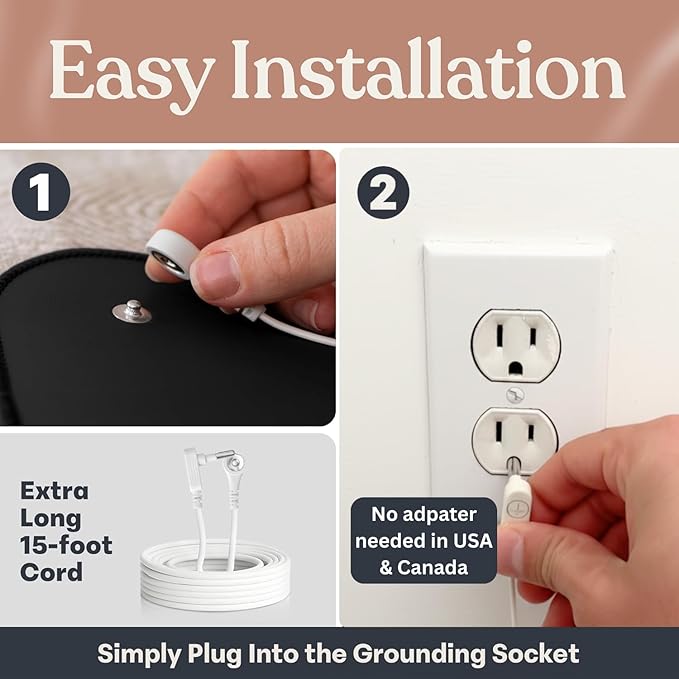 GAYA Grounding Mat for Feet, Sleep Improvement, Back Pain Relief, Muscle Relaxation & Stress, Earthing Pads for Bed, Ground for Desk, Earth Mats, Bedding Pad (24''X16'')