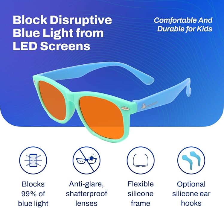 DefenderShield Kids Blue Light Blocking Glasses for Computer, Mobile, Video Games, Gaming