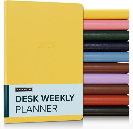 Harbor Desk Weekly Monthly Planner 2025-2026 - Calendar Planner and Notebook, Durable Faux Leather, 192 Pages, Softcover & Book Bound - Key West Sundance - 8x5.5"