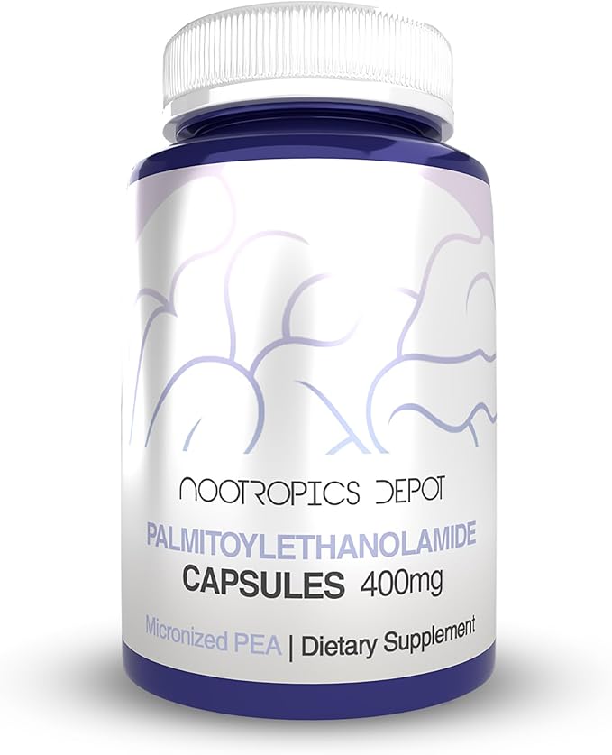 Nootropics Depot Palmitoylethanolamide Capsules | Pea | 400mg Pills | 30 Count | Supports Discomfort Relief | Promotes Joint Function