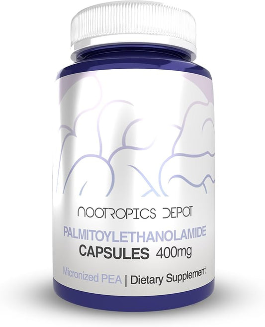 Nootropics Depot Palmitoylethanolamide Capsules | Pea | 400mg Pills | 30 Count | Supports Discomfort Relief | Promotes Joint Function
