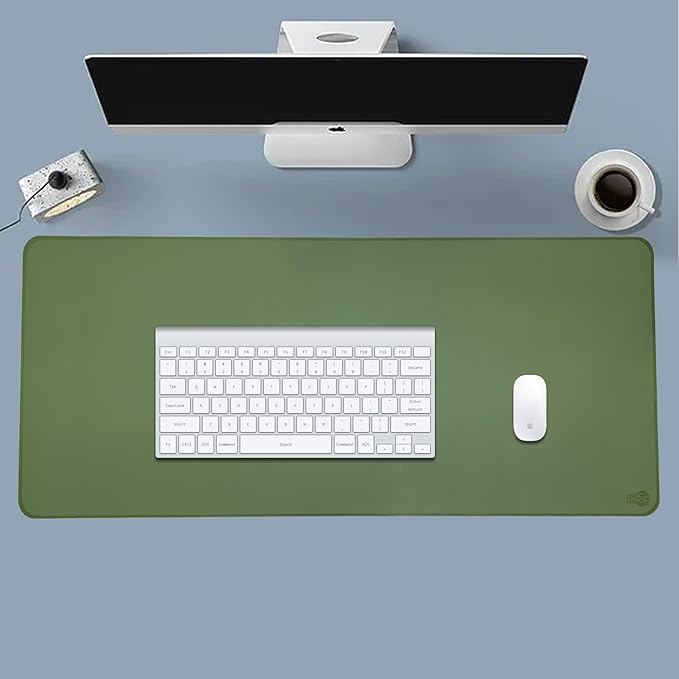 PU Leather Desk Mat| Premium Mouse Pad with Bonus Coaster | Stylish, Durable, Waterproof Mouse Pad for Office & Home (Green, XXL - PU Gift Set)
