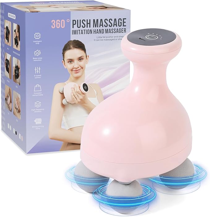 DEITY 4 Heads Handheld Massage Gun Deep Tissue, Electric Body Massager, Percussion Muscle Massager for Easing Shoulder and Back Tension, Perfect Gifts for Man Women, Pink