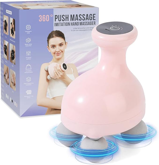 DEITY 4 Heads Handheld Massage Gun Deep Tissue, Electric Body Massager, Percussion Muscle Massager for Easing Shoulder and Back Tension, Perfect Gifts for Man Women, Pink