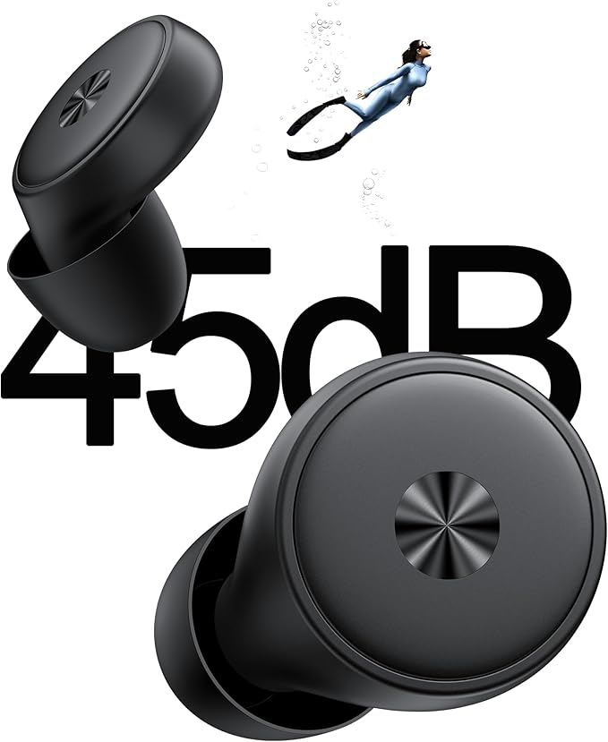 45dB Ear Plugs for Sleeping 0.1oz Ultra-Comfy Noise Cancelling Ear Plugs for Concerts, Deep Focus, Travel, Noise Reduction Ear Plug with 8 Ear Tips Reusable Earplugs with Carry Case Black