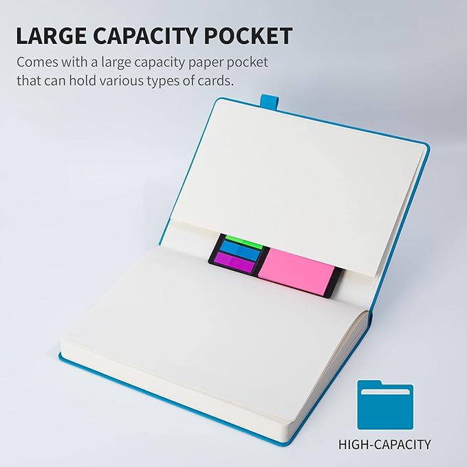 KaiRuiYing Lined Journal Notebook with Pen Holder, 320 Pages, 5.5'' × 8.6'' Medium Size A5-100 GSM Thick Paper, for Writing, Work, Office, Leather Hardcover