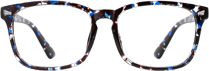 TIJN Blue Light Blocking Glasses for Women Men Clear Frame Square Nerd Eyeglasses Anti Blue Ray Computer Screen Glasses