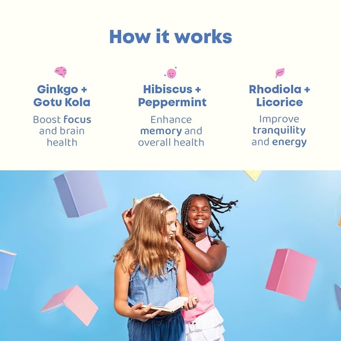 JoySpring Genius Drops Smartberry Vanilla | Herbal Focus Support for Kids with Ginkgo Biloba, Licorice Root, Gotu Kola Extract, Peppermint Leaf | Liquid Formula|1fl oz (30 Servings)