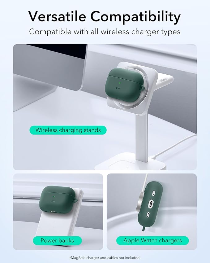 ESR for AirPods Pro 2 Case, Compatible with Airpods Pro 2nd Generation Case (2023/2022/2019), Compatible with MagSafe, Magnetic Lid Lock, Full Drop Protection, Green