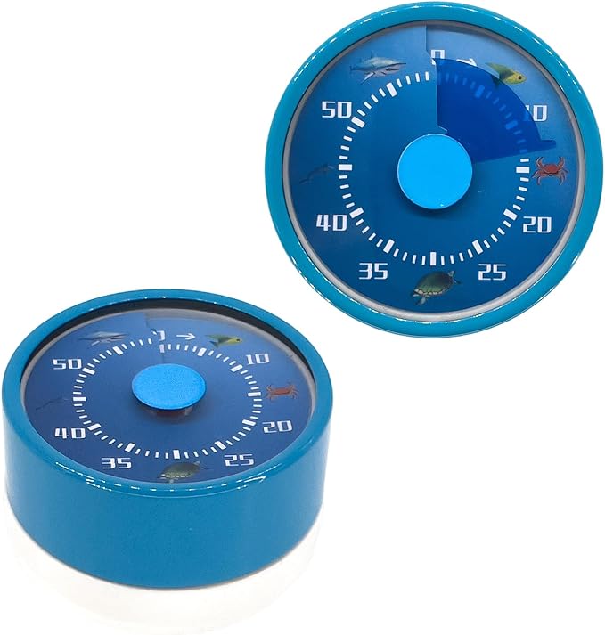Kitchen Timer for Cooking, 2 PCS 60 Minute Visual Timer with Magnetic Base Mechanical Desk Timer for Home Kitchen Cooking Classroom Study Office Desk Use(Blue)