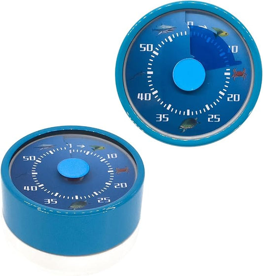 Kitchen Timer for Cooking, 2 PCS 60 Minute Visual Timer with Magnetic Base Mechanical Desk Timer for Home Kitchen Cooking Classroom Study Office Desk Use(Blue)