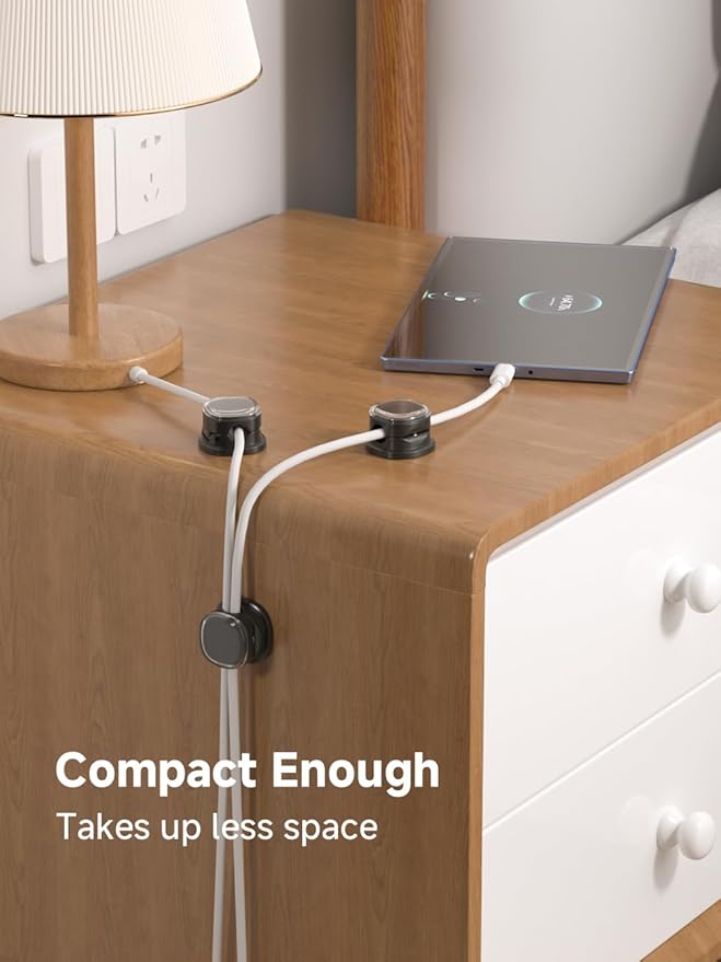 Magnetic Cable Clips, Adjustable Cord Holder Management, Adhesive Wire Keeper Organizer for Home Office Desk Phone PC Car Wall Desktop Nightstand Appliance (9-PCS Black)