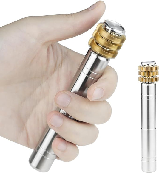 FREELOVE Gear Metal Fidget Spinner Toys for Adults, Small Mini Tiny Pockget Figette, Bike Chain, Copper Brass Hands Gyro, Quiet Silent Cool Cube for Anxiety Men (Gears Stacked Scepter, Silver)