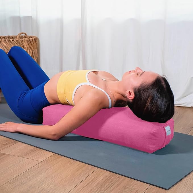 Sol Living Yoga Bolster Pillow Rectangular Meditation Cushion Cotton Meditation Accessories for Restorative Yoga Meditation Pillow Yoga Pillow Firm Body Pillow Bolster Pillow for Legs Removable Cover