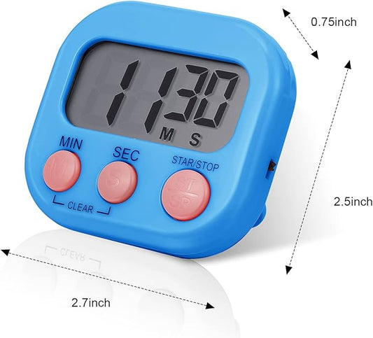 Weewooday 6 Pcs Magnetic Digital Timers for Classroom Multi Function Electronic Kitchen Timer Large Digits Countdown Stopwatch Loud Alarm for School Learning Cooking Study Work Game (6 Colors)