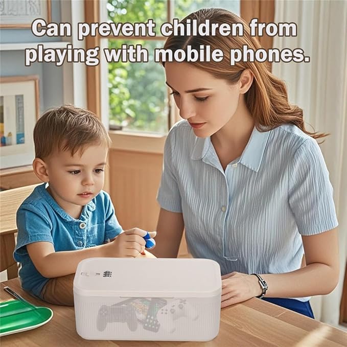 Lockable Storage Box,Medicine Lock Box Travel Case,Refrigerator Bin Container for Food,Medicines,Snacks,Locking Mobile Cell Phone Device Jail,Small Lockbox for Office,Home,School,Father Gift (Cream)