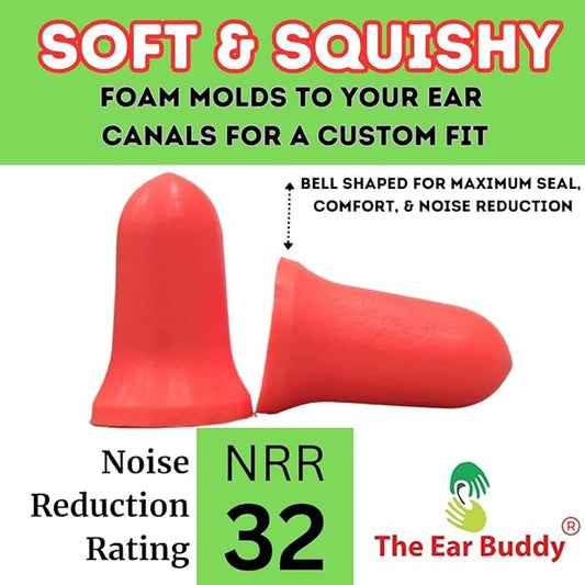 Premium Soft Foam Ear Plugs for Sleeping Noise Cancelling, Hearing Protection Earplugs for Shooting Range, Concerts, Work & Travel, Noise Reduction Rating 32 Decibels, 50 Pairs