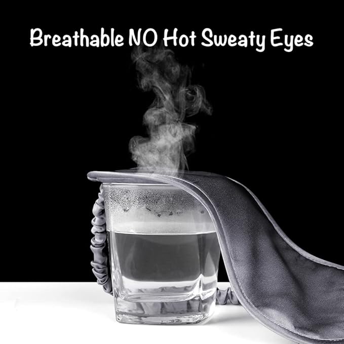 LULUSILK Mulberry Silk Sleep Eye Mask Blindfold with Elastic Strap Headband, Soft Eye Cover Eyeshade for Night Sleeping, Travel, Nap (Charcoal Gray)