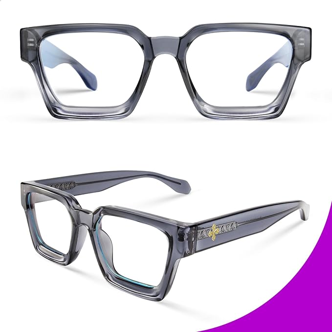 VISOONE Blue Light Blocking Glasses with TR90 Rectangle Frame and Chic Preppy Look for Women Men RIVER