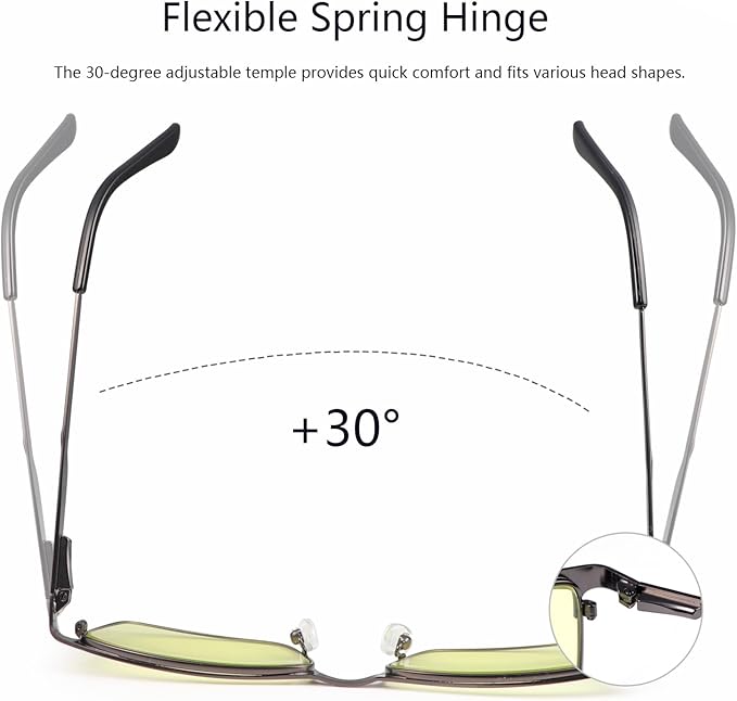 MIRYEA Blue Light Blocking Glasses UV400 Sunglasses Computer Gaming Eyeglasses Eye Protection Metal Eyewear for Men and Women