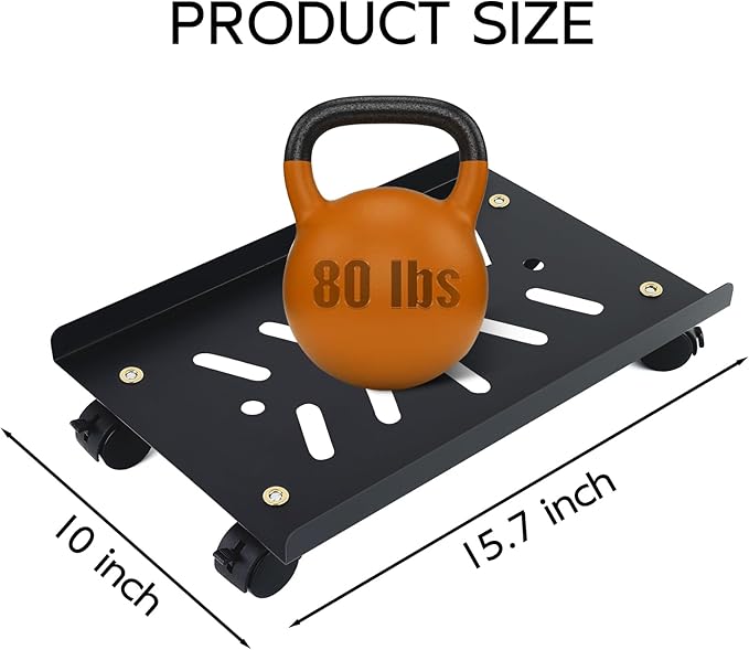 Metal Computer Tower Stand, PC Stand for Floor Mobile CPU Stand with 4 Rolling Caster Wheels Fits Most PC Under Desk,Ventilated CPU Holder PC Floor Cart for Office and Gamers(15.7 x 10inch)