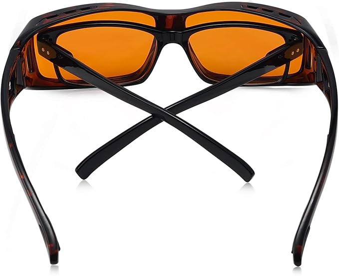 Eyekepper 100% Blue Light Reduction,Fitover Anti-Blue Blocking Computer Glasses Amber Lenses, Tortoise