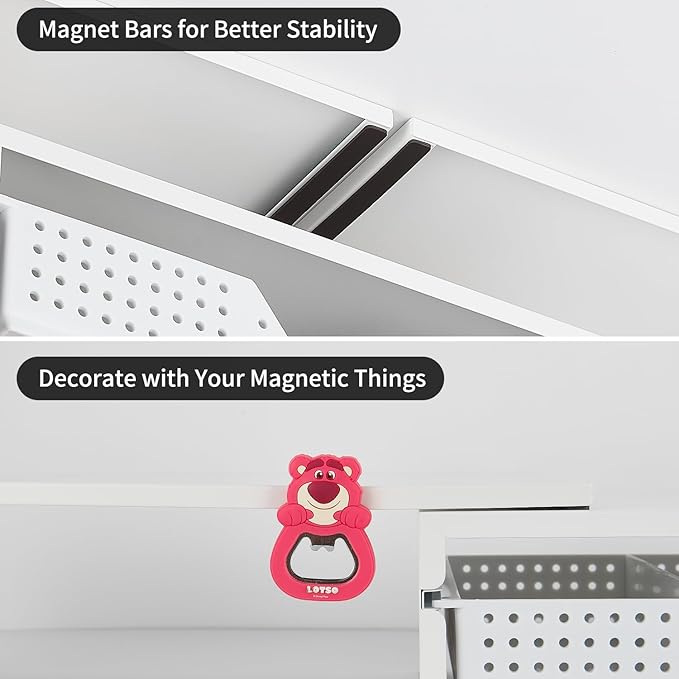 Dual Monitor Stand Riser with Drawer, Desk Organizer and Accessories, Metal Laptop Stand for Desk, Workspace Desktop Stand for Computer, Laptop, TV and More (White)