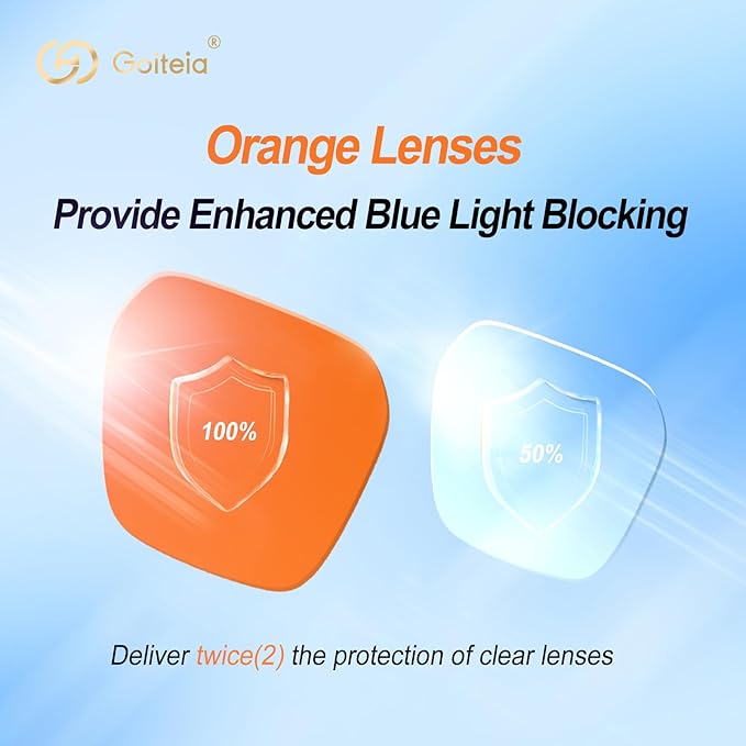 Goiteia Orange Blue Light Blocking Glasses-Retro 70s Blue Light Glasses for Men Women, Easier Sleep and Migraine Relief