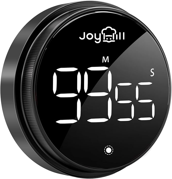 JOYHILL Digital Kitchen Timer, Large LED Display with Magnetic Countdown 3 Volume Levels, Ideal for Cooking Classroom Studying Fitness, Timer for Kids and Seniors Black