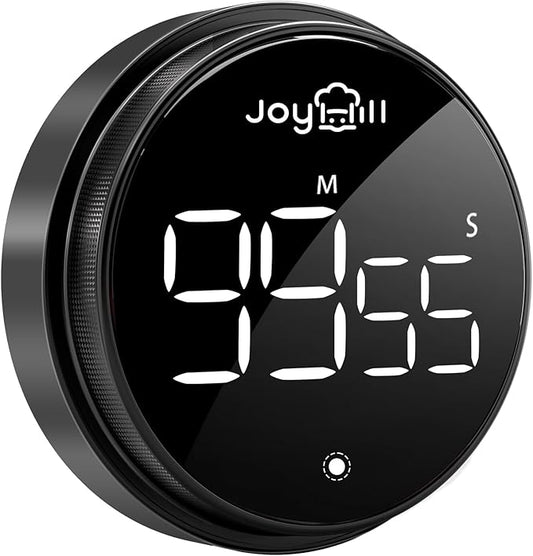 JOYHILL Digital Kitchen Timer, Large LED Display with Magnetic Countdown 3 Volume Levels, Ideal for Cooking Classroom Studying Fitness, Timer for Kids and Seniors Black