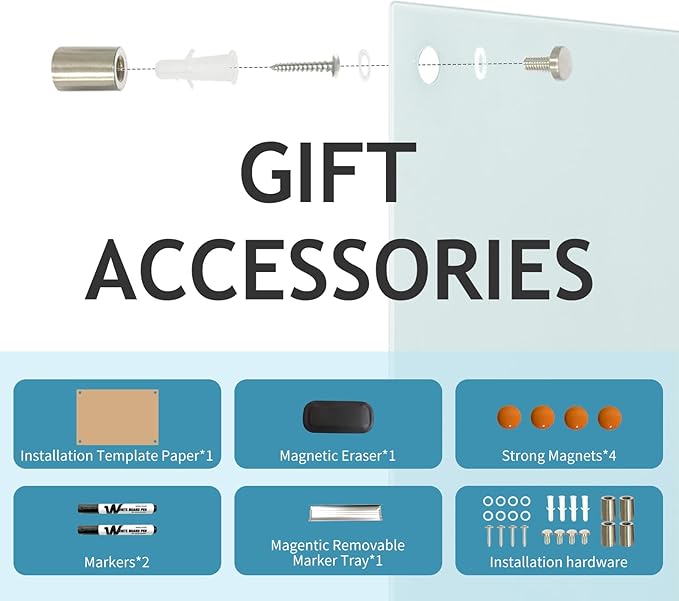 notepad Glass Whiteboard Magnetic Dry Erase Board - White Board 36 x 24''es Wall Mounted Glass Whiteboard, Large Frameless Glass White Board for Wall Office, Home & School,36*24