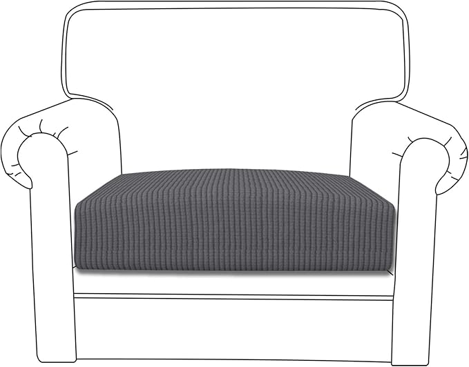 Easy-Going Stretch Chair Cushion Cover Sofa Cushion Furniture Protector Sofa Seat Sofa Slipcover Sofa Cover Soft Flexibility with Elastic Bottom(Chair Cushion, Grey)