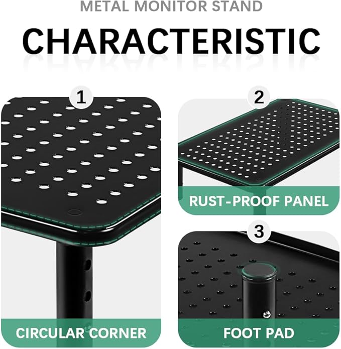 FURWOO 2 Pack Laptop Stand Desk Monitor Stand for Computer Printer Notebook 3 Height Adjustable Laptop Riser for Office Home School Black