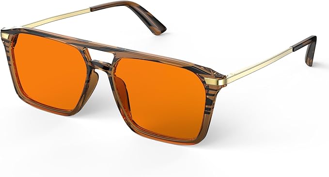 Goiteia Orange Blue Light Blocking Glasses-Retro 70s Blue Light Glasses for Men Women, Easier Sleep and Migraine Relief