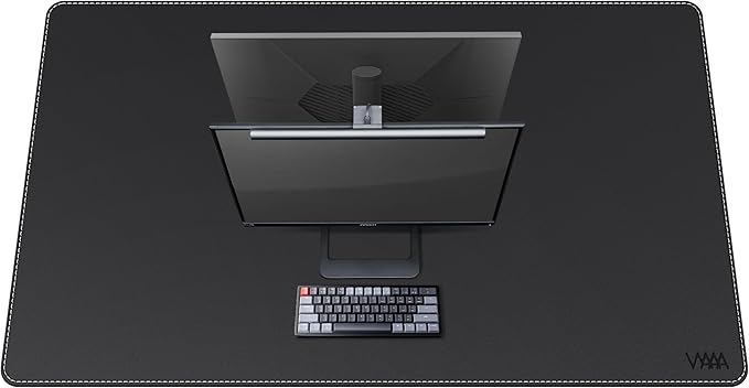 VYAAA Leather Desk Mat, 55"×34.4" Large Mouse Pad, Desktop Protector for Desk, Multifunctional Keyboard Mouse Pad for Home or Office (Black)