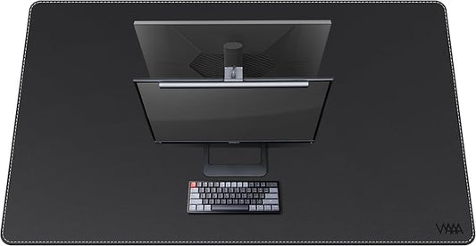 VYAAA Leather Desk Mat, 55"×34.4" Large Mouse Pad, Desktop Protector for Desk, Multifunctional Keyboard Mouse Pad for Home or Office (Black)