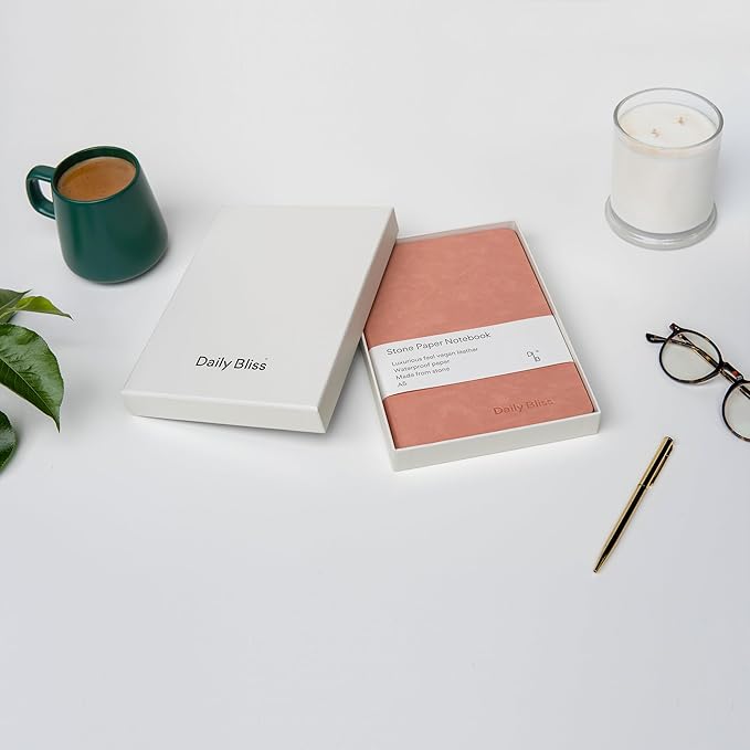 Daily Bliss Stone Paper Journal Premium A5 Hardcover Vegan Leather Notebook Journal | 160 Pages | Premium Quality Professional Notebook For Men and Women |Comes With Gift Box Waterproof Notebook