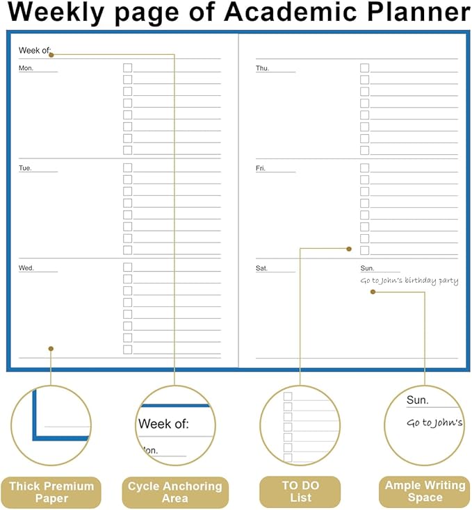 Academic Planner for 2025 2026 or Anytime – A5 Undated Weekly Student Planner For Homeschool, High School, College & Nursing Students, 200 Pages, 5.8" x 8.5", Blue