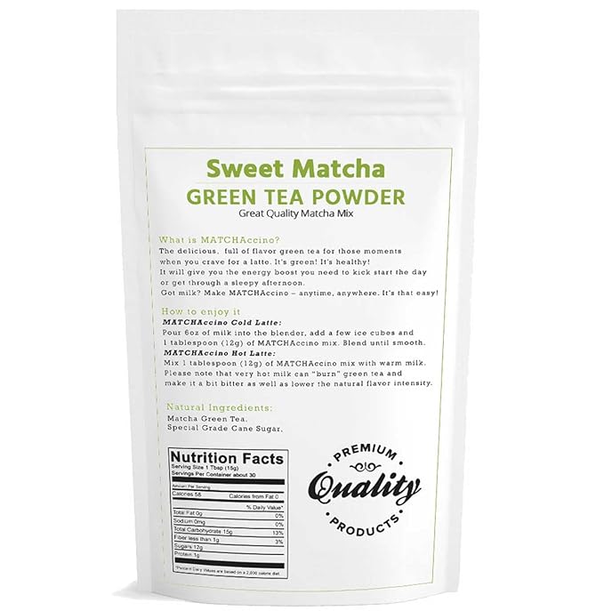 Sweet Matcha from Japan - Green Tea Latte and Frappe Mix 12oz - Made with Japanese Matcha Powder - Perfect for Making Hot, or Cold Drinks