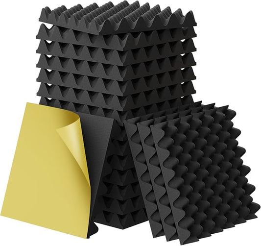 12 Pack 1.5"X12"X12" Acoustic Foam, Self Adhesive Sound Proof Egg Crate Foam(Most Soundproofing Design), Upgraded Sound Proof Foam Panels for Walls, Doors, Fire-Retardent Acoustic Panels,Made by WVOVW