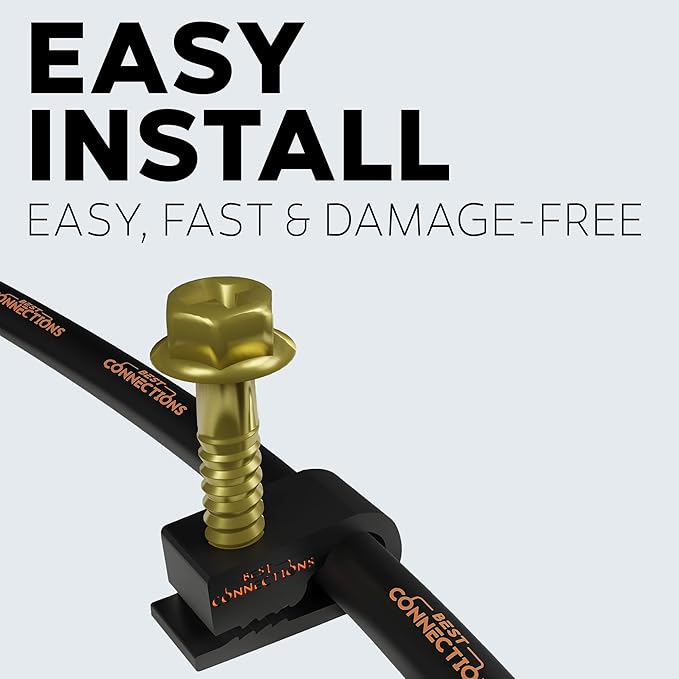 Coaxial Cable Clips with Pre-Inserted Screw (200 Pack) – Black Single Cable Mounting Clamps for Coax Cable (RG6, RG59) and Ethernet Cable – Cord Fastener/Strain Relief Clip