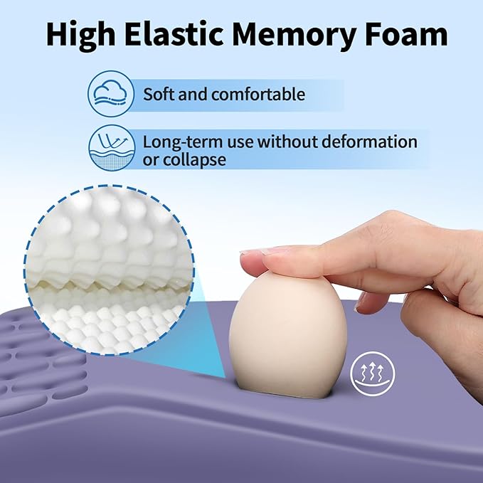 Ergonomic Mouse Pad with Wrist Rest Support, Mousepad with Comfortable Memory Foam Wrist Rest and Non-Slip PU Base for Pain Relief, Computer, Laptop, Office, Home (Purple)